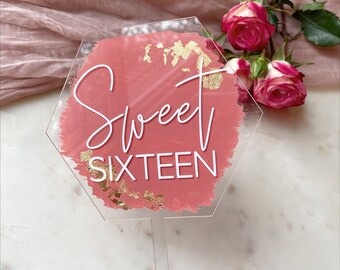 Acrylic Cake Topper Custom - Sweet Sixteen Cake Topper, Birthday Cake Topper, Acrylic Cake Topper, Wedding Cake Topper, 16 Cake Topper
