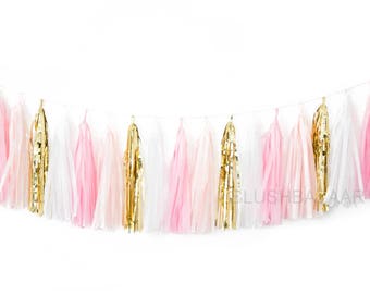 Pink Blush and Gold Tassel Garland - Party Decor, Birthday Party Decor, Wedding Decor, Pink Nursery Decor, Baby Shower Pink Decor