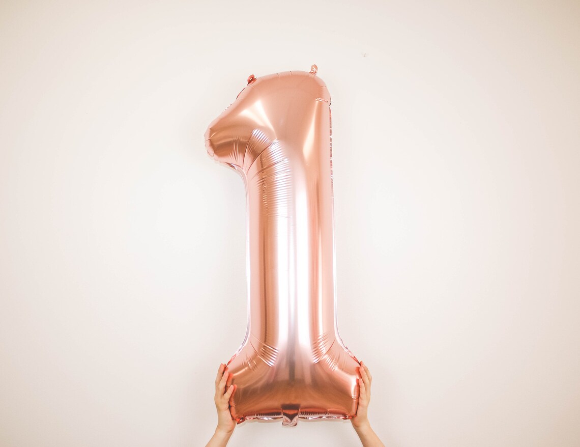40 Rose Gold One Balloon Foil Number One Balloon Wild - Etsy