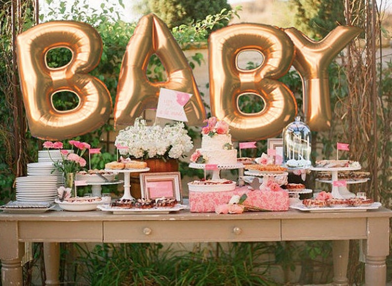 Giant BABY Gold Balloons baby Shower Decor Baby Shower Etsy