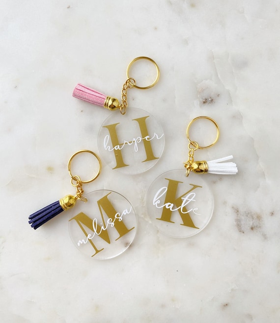 Personalized Acrylic Keychain Personalized Initial Keychain Etsy