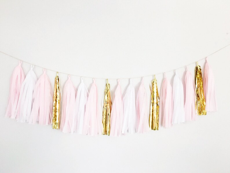 Blush Pink and Gold Tassel Garland Blush Bridal Shower Etsy