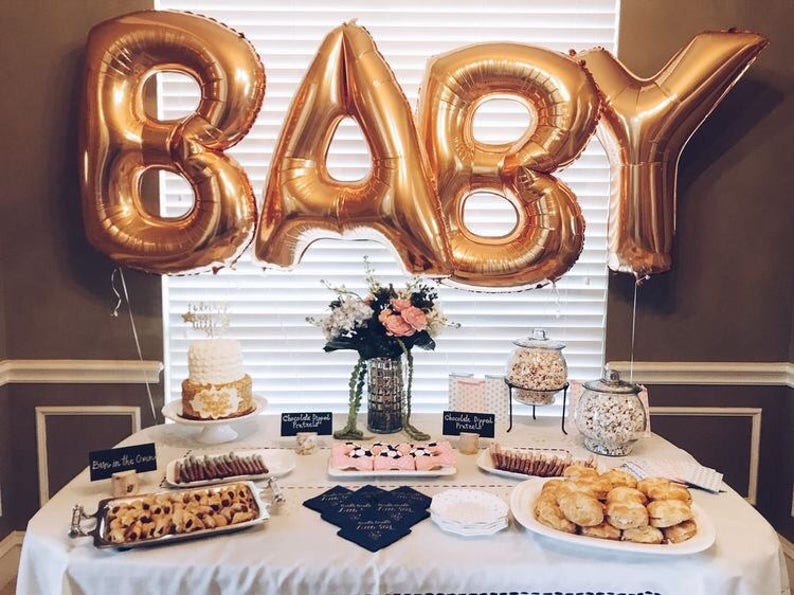 Giant BABY Gold Balloons baby Shower Decor Baby Shower Etsy