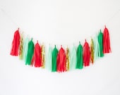 Christmas Red and Green Tassel Garland - Holiday Decor, Christmas Party Decoration, Winter Decor, Classic Christmas, Christmas Mantel Decor