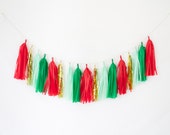 Vert et rouge Noël gland Garland - Decor, Noël classique, noël Mantel décor de vacances Decor, décoration de fête de Noël, hiver