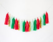 Christmas Red and Green Tassel Garland - Holiday Decor, Christmas Party Decoration, Winter Decor, Classic Christmas, Christmas Mantel Decor