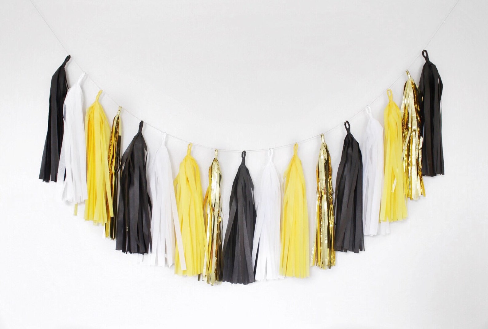 Yellow Black and Gold Tassel Garland Black and Yellow Decor Etsy