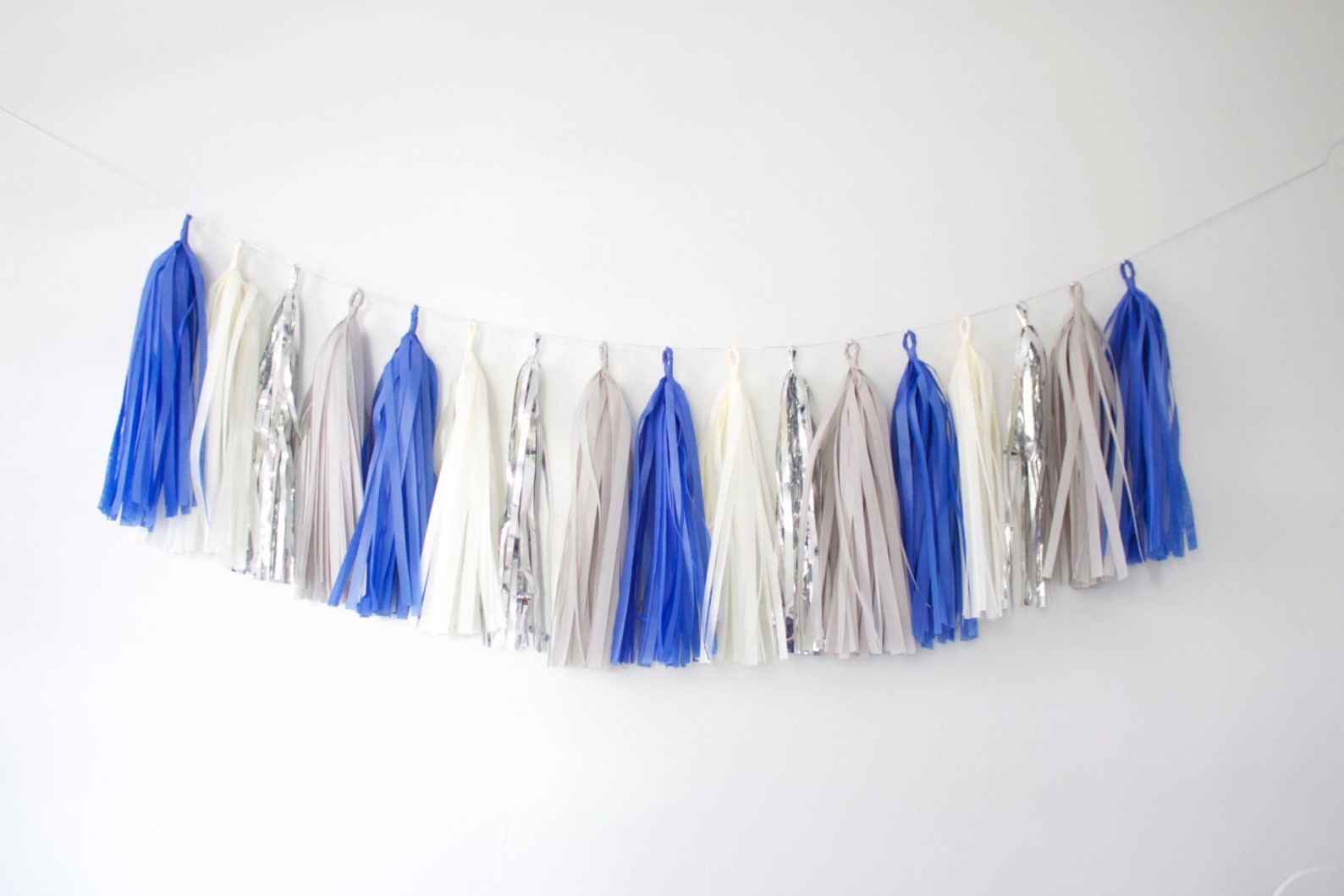 Blue and Silver Tassel Garland Blue Party Decor Baby Shower Etsy