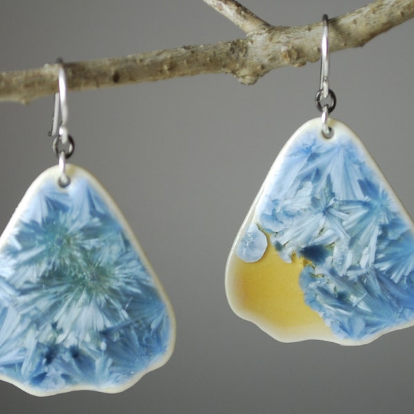 Earrings - crystalline glazed porcelain with sterling silver hooks