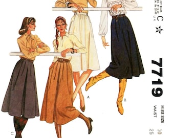Patrón de costura para faldas acampanadas McCall's 7719, años 1983, para señoritas