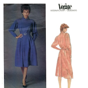 Vogue 2738 Jean Muir Designer Original vintage 1980s fit and flare back-button dress uncut sewing pattern
