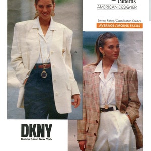 Vogue 2373 Vintage 1989 DNKY American Designer tailored jacket misses sewing pattern
