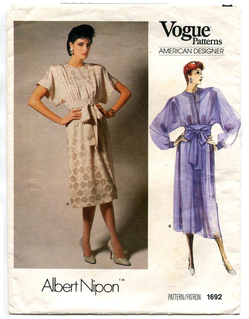 Vintage Vogue 1692 Albert Nipon American Design Original Kimono-sash ...