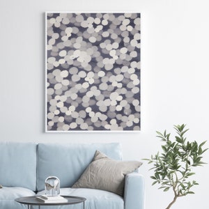 Monochrome Spots Wanddekor, Graue Punkte Moderner Druck, Aquarell Malerei Wandbehang, Zeitgenössische Feature Wand Kunstwerk