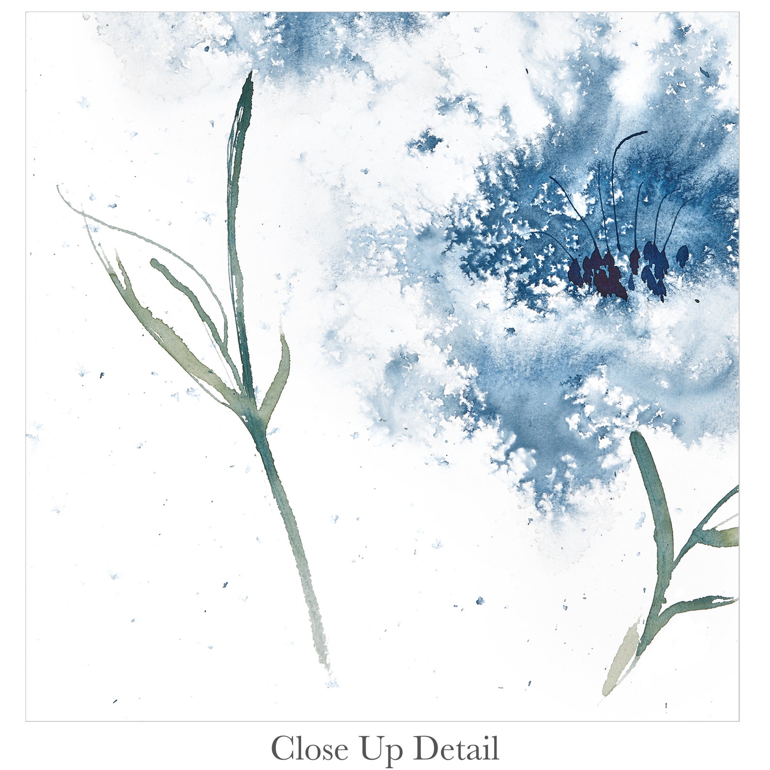 Navy Blue Floral Poster Print Abstract Flower Artwork Nature Etsy UK