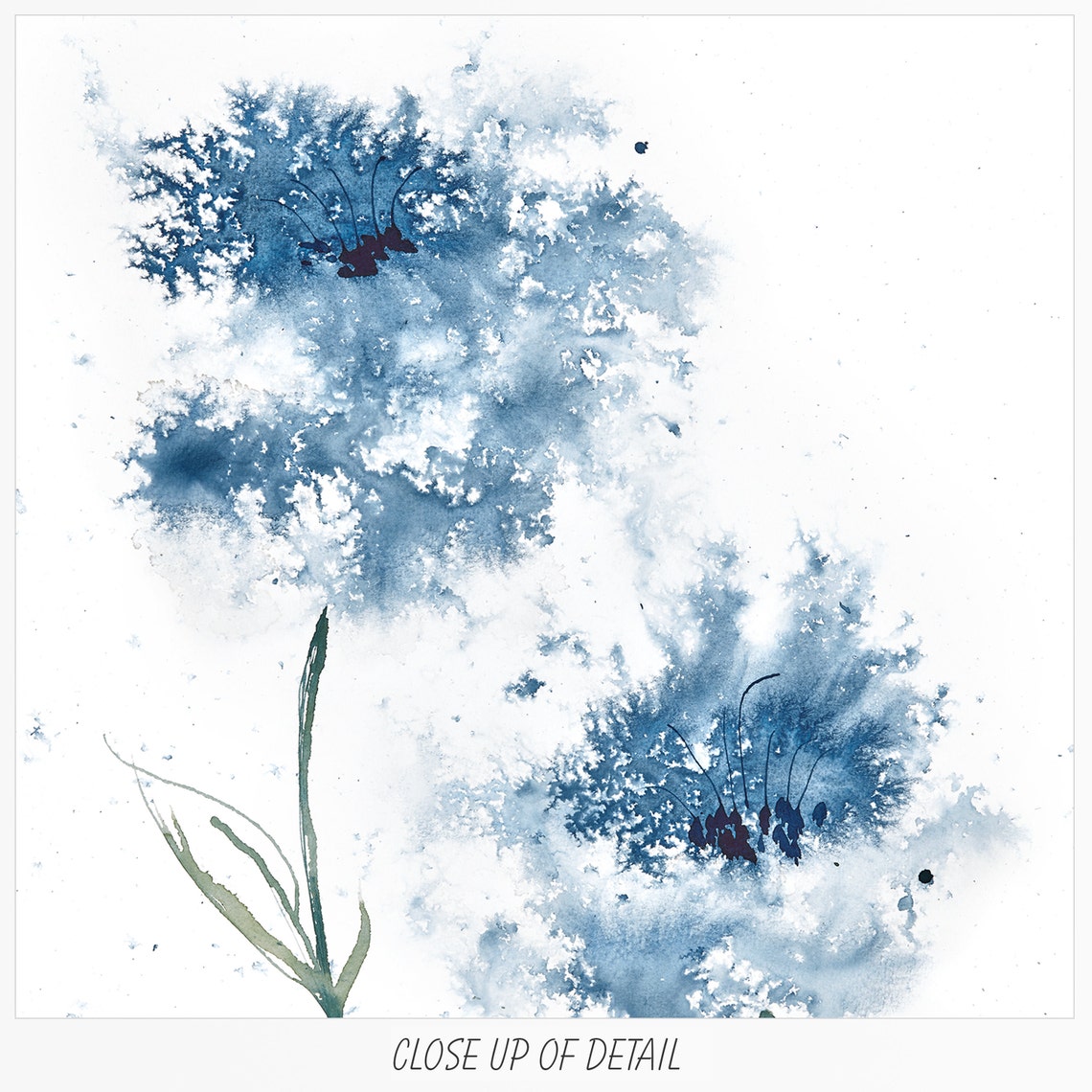 Digital Download Navy Flower Painting Print At Home Blue | Etsy