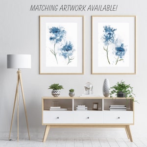 Digital Download Navy Flower Painting, Print at Home Blue Floral ...