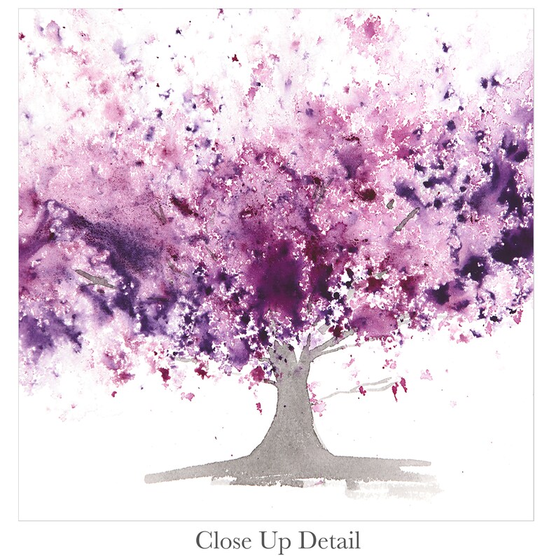 Purple Abstract Tree Poster Print Mauve Watercolour Fine Art Etsy