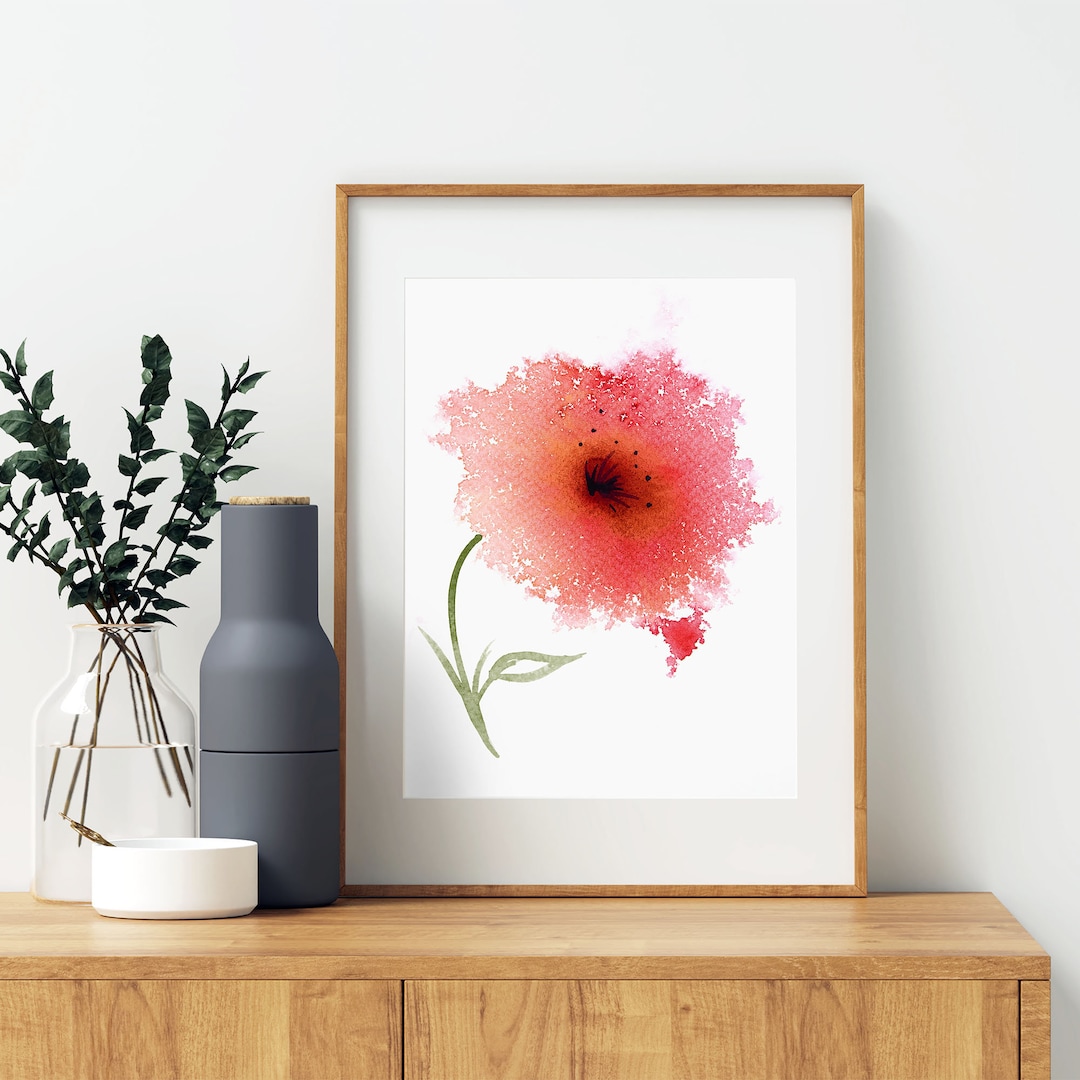 Red Watercolour Flower Painting Fine Art Print of Original Watercolor ...