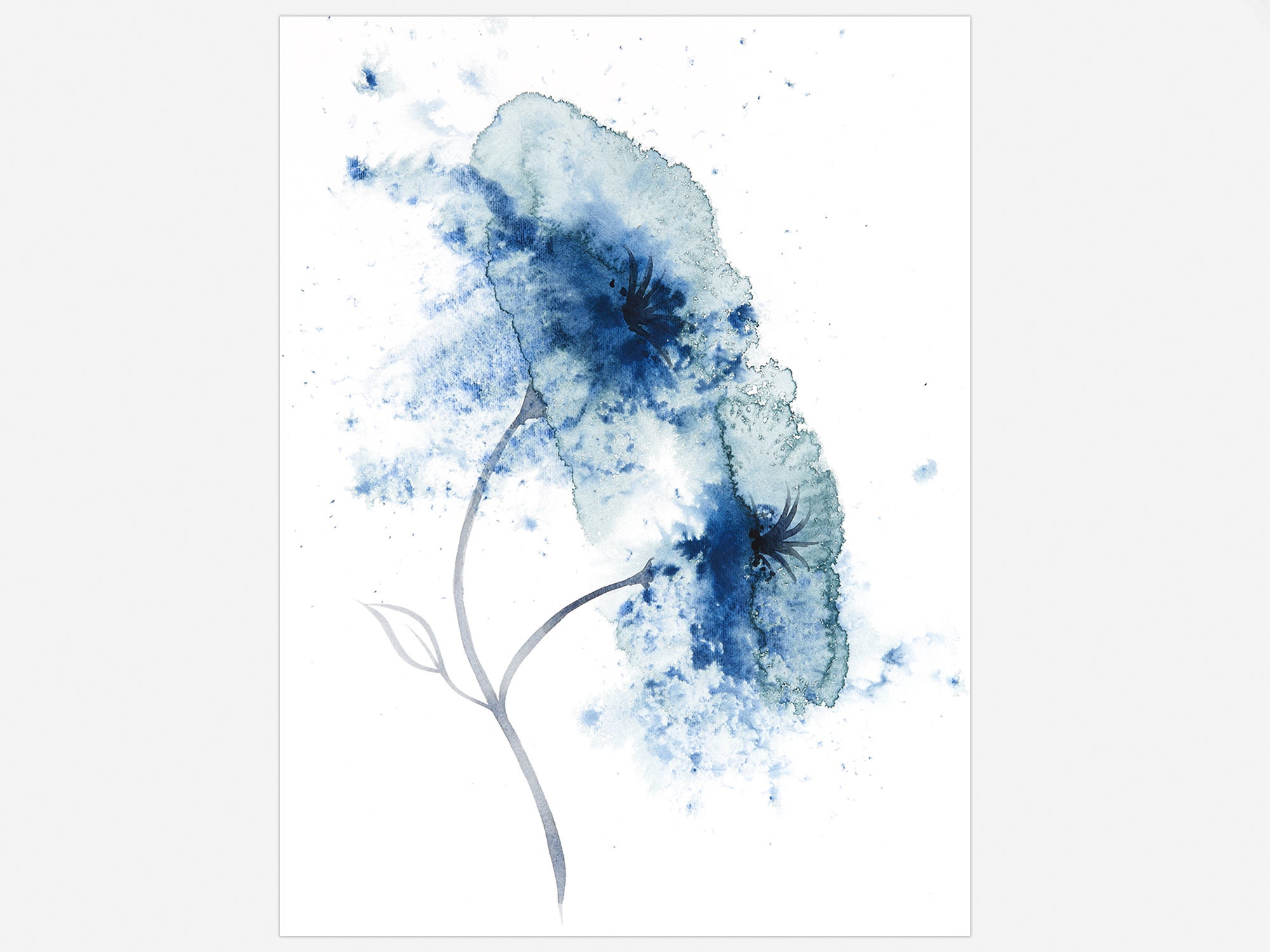Printable Art of Flower Abstract in Blue Print of Original | Etsy UK