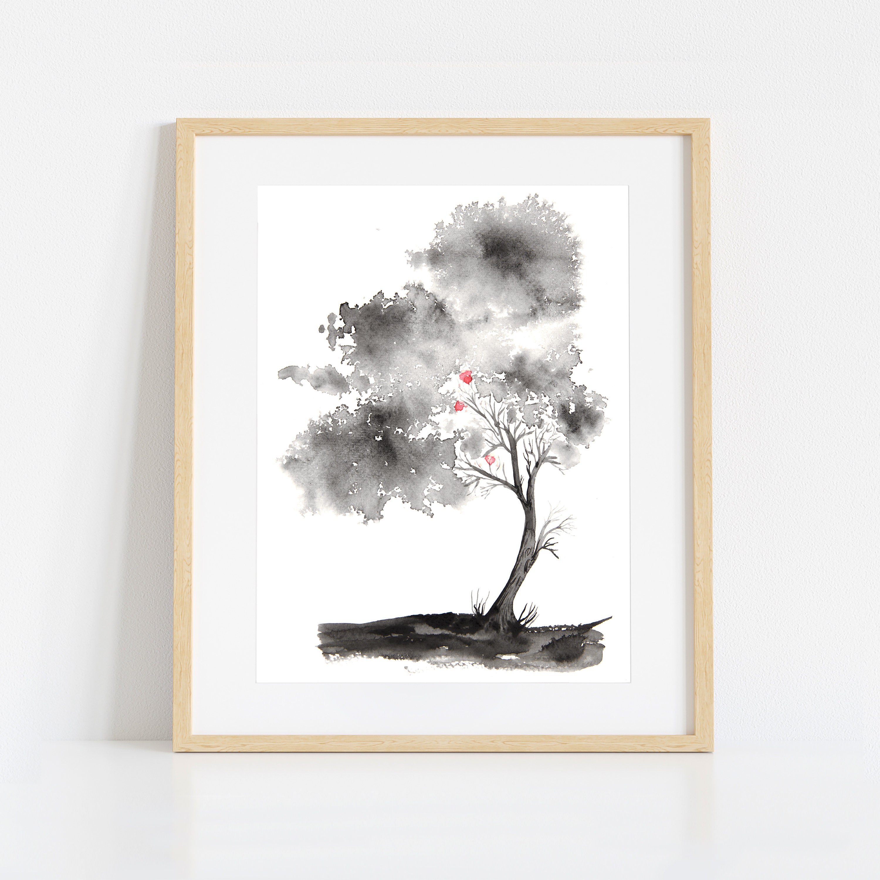 black and white water color painting