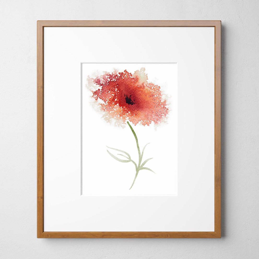 Red Flower Watercolour Abstract Painting Fine Art Print of Original ...