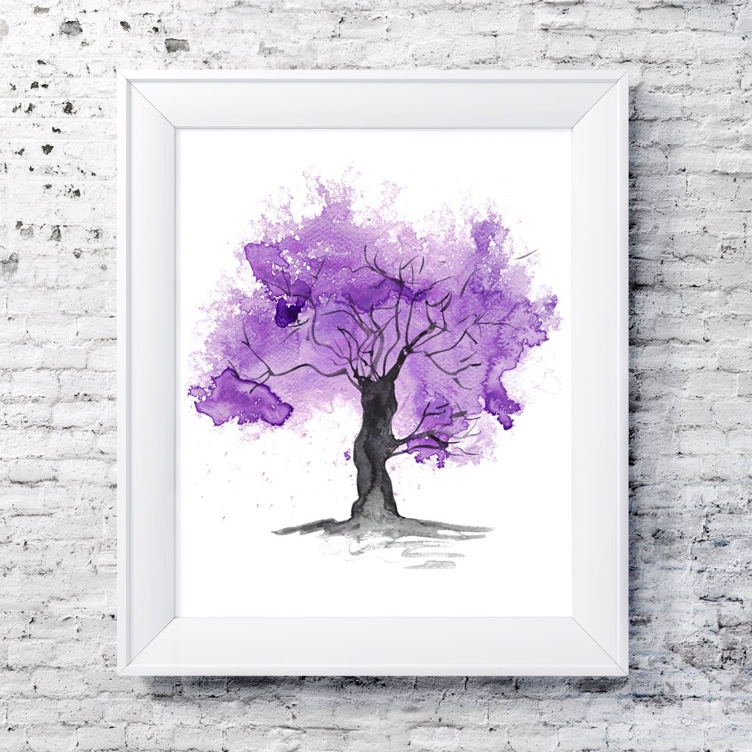 Printable purple tree wall art fine art tree print Instant Etsy