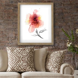 Roter Blumenplakat-Druck Abstrakte Blumen-Kunstwerk-Naturkunst-Kunst für Wände Druck der ursprünglichen botanischen Malerei rustikale Hauptdekor-große Kunst