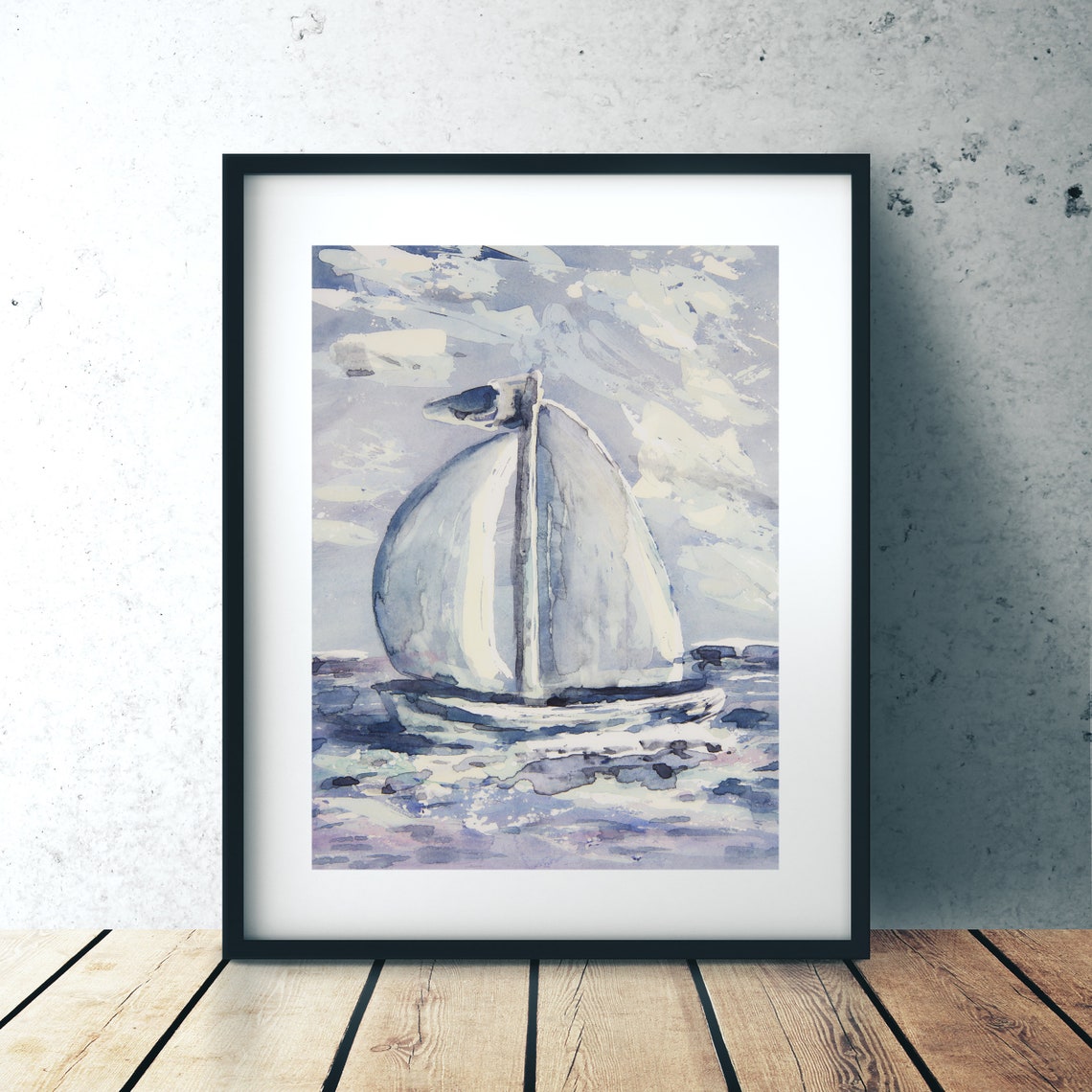 Abstract Seascape Yacht Painting Print of Original Sailboats Etsy