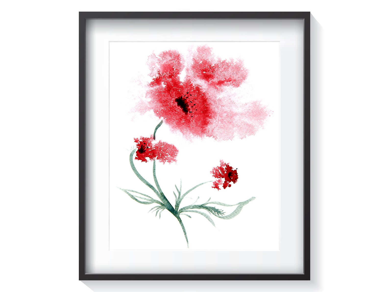 Red Flower Abstract Painting Printable Art for Wall Decor | Etsy