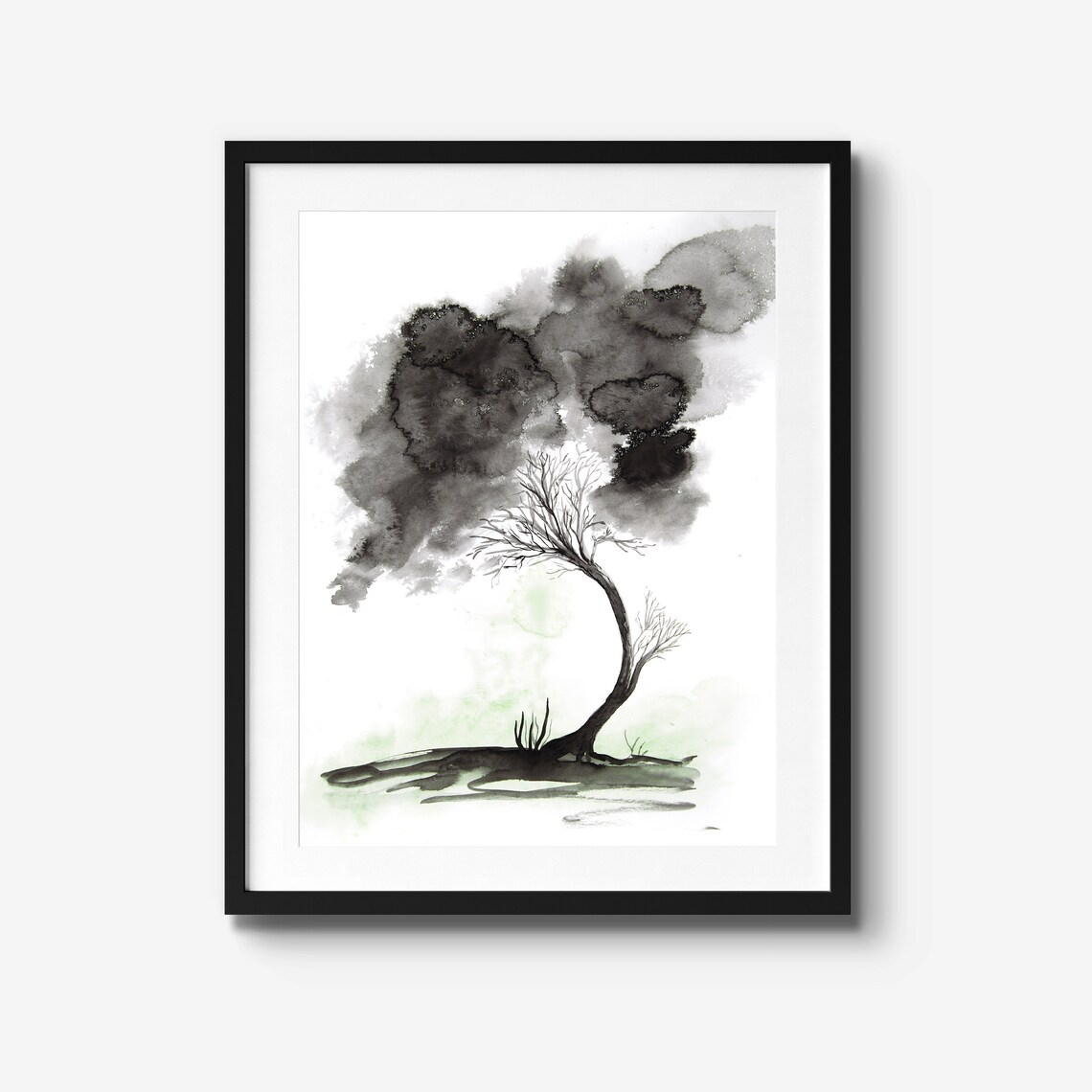 Black and White Abstract Tree Painting Giclee Print From Etsy UK