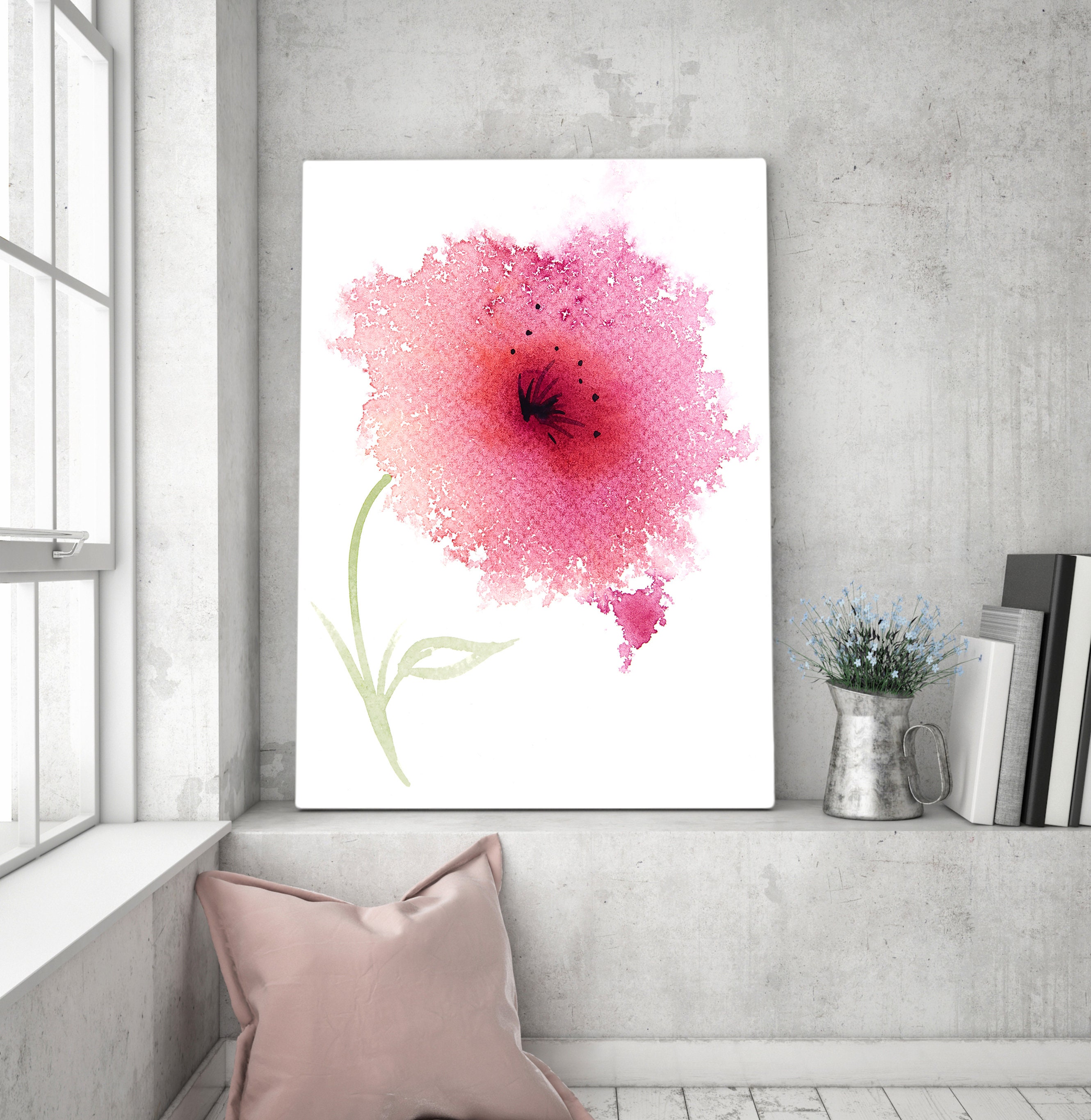 Printable Art Red Flower Wall Art Digital Download Abstract Etsy