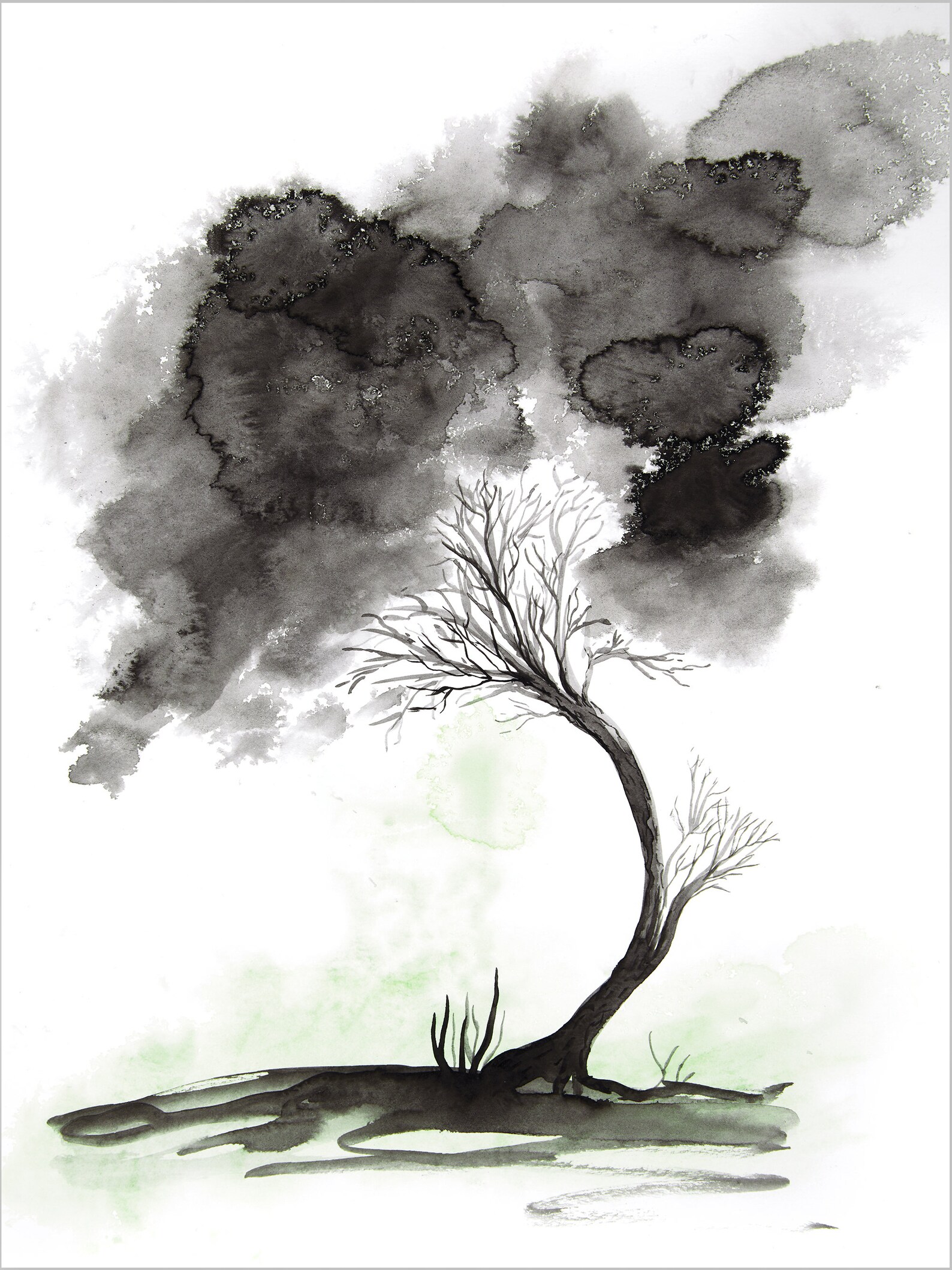 Black and White Abstract Tree Painting Giclee Print From Etsy UK