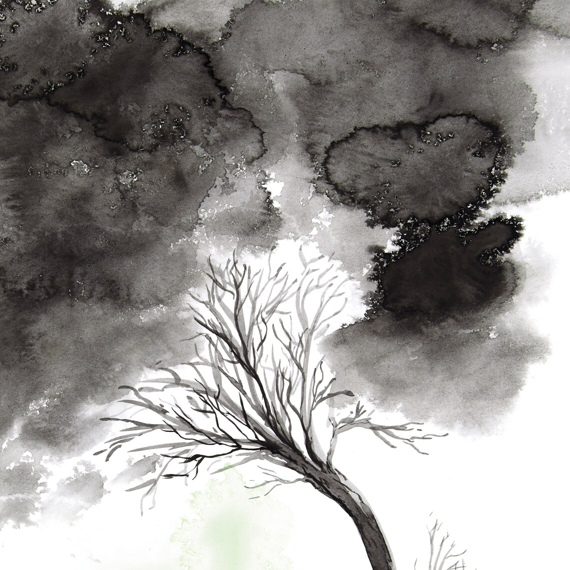Black and White Abstract Tree Painting Giclee Print From Etsy UK