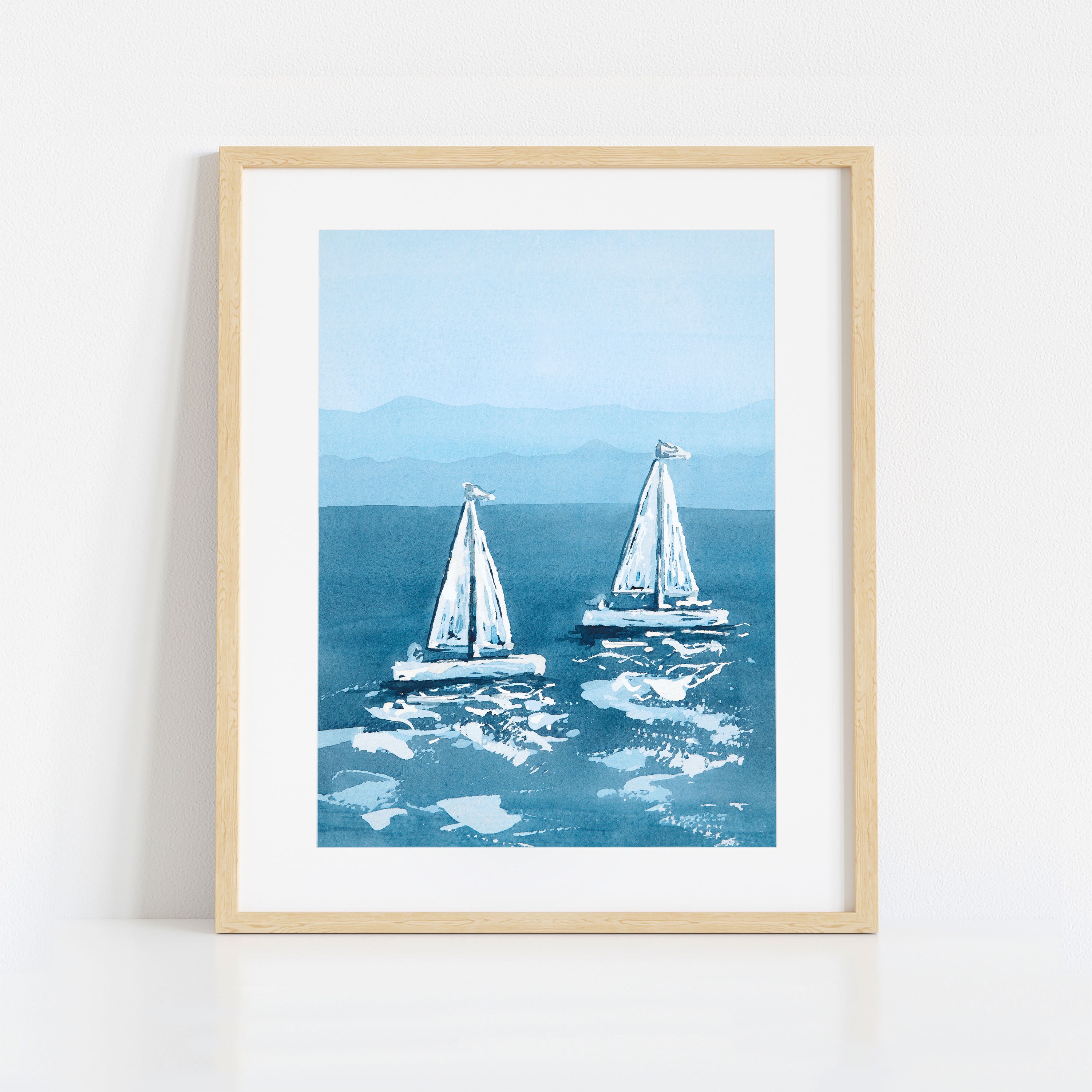 Abstract Seascape Yachts Painting Print of Original Sailboats Etsy