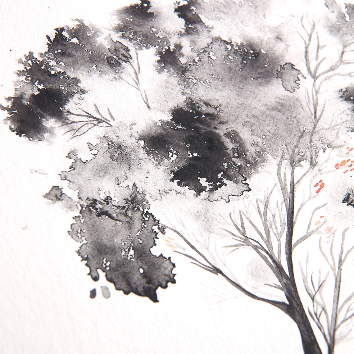 Black and White Abstract Tree Painting Giclee Print from Etsy