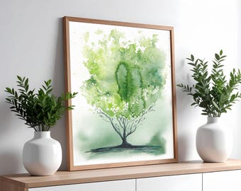 Aquarell Baum Druck: Cottagecore Botanische Kunst, signiert Giclée