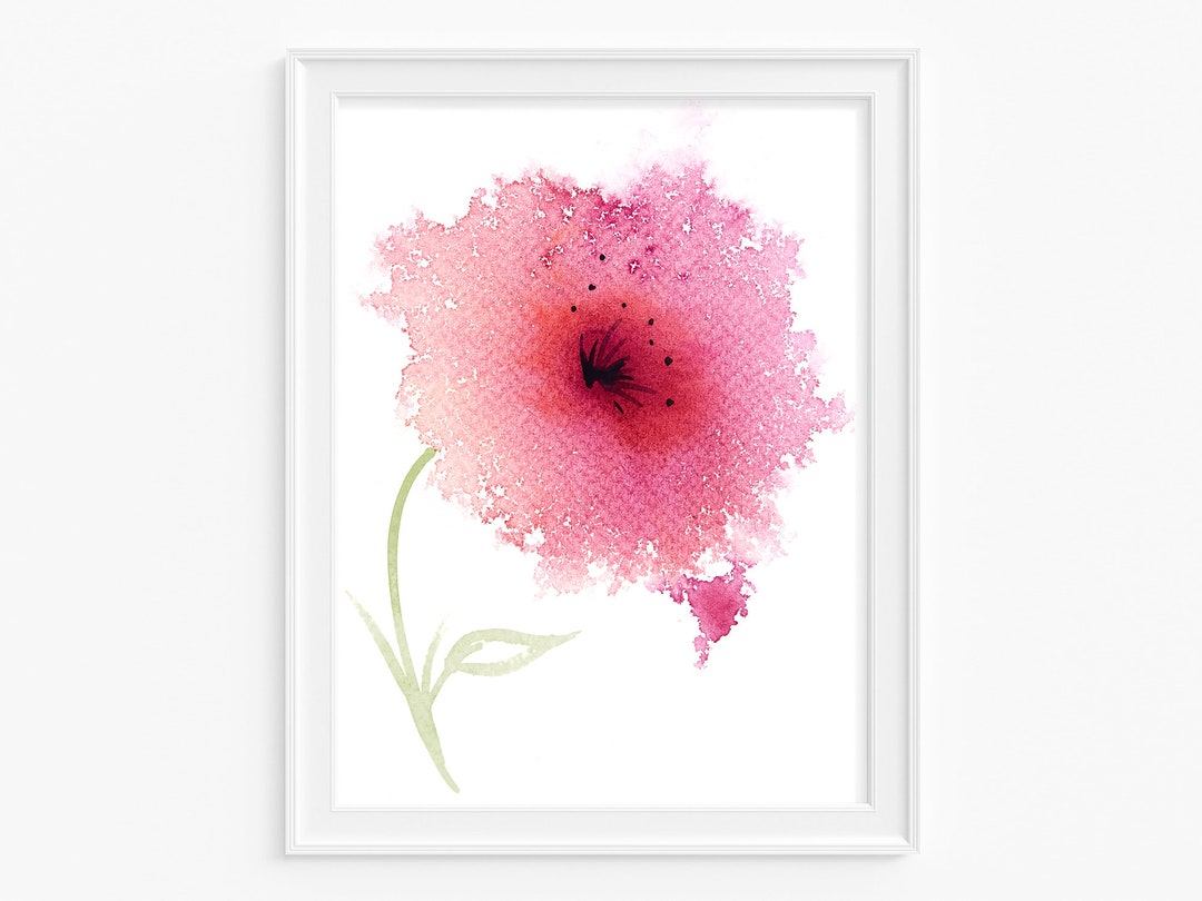 Printable Art Red Flower Wall Art, Digital Download Abstract Painting