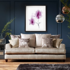 Purple Abstract Flower Painting Giclee Print from Original Watercolour Artwork Modern Flower Art for Wall Hangings Living Room Decor