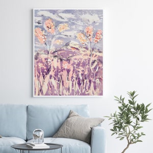 Print of Original Abstract Watercolour Landscape Painting, Nature Home Decor, Portrait Flowers Wall Hanging, Mountains Fields Poster Print