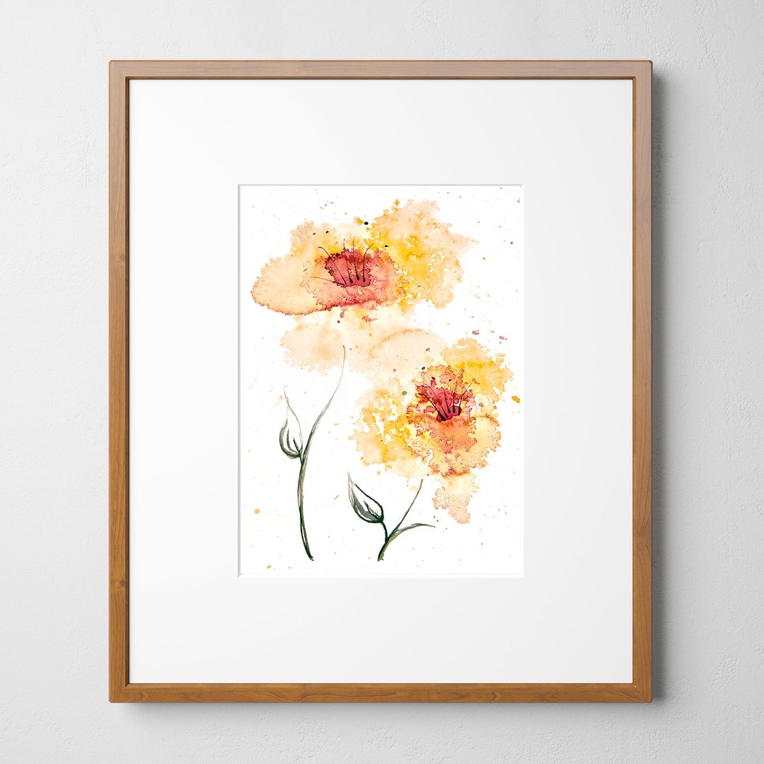 Red and Orange Painting of a Flower Colourful Abstract Poster Print ...