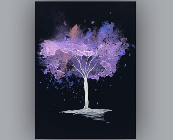 Items similar to Downloadable images Fine art tree print, Purple Tree ...