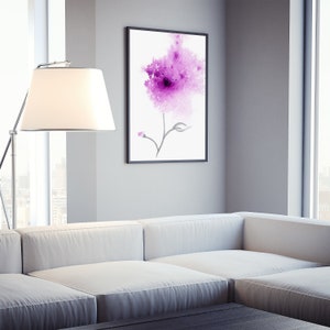 Floral Painting Original Artwork, Print in Purple, Lilac Abstract Modern Flower Watercolour Art Print, Soft Purple Large Wall Art Home decor