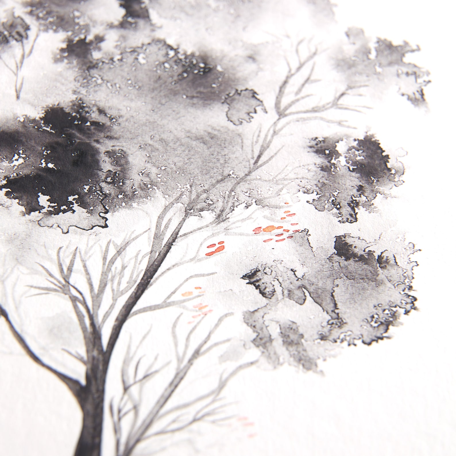 Black and White Abstract Tree Painting Giclee Print from Etsy