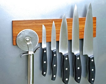 Fridge Mount Magnetic Knife Holder Strip, Chocolate, Crisp Edge, Super Strong, Handmade