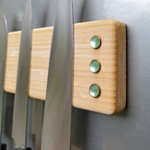 Fridge Side Magnetic Knife Holder Bar, with Vintage Green Glass, Super Strong, Handmade