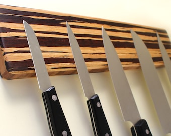 Portacuchillos magnético, diseño de cebra, agarre potente, montaje en pared