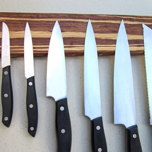Strong Magnetic Wall Knife Holder Rack, Zebra Grain & Black Onyx