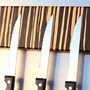 Fridge-Side Magnetic Knife Bar, Tiger Grain, Super Strong and Handcrafted