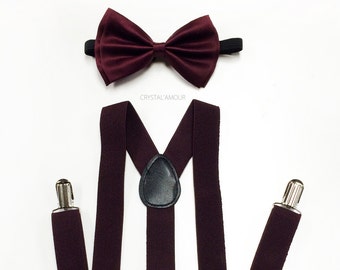 Burgundy suspenders, burgundy bowtie, suspenders and bowtie, bowtie and suspenders, maroon suspenders, burgundy bowtie and suspenders